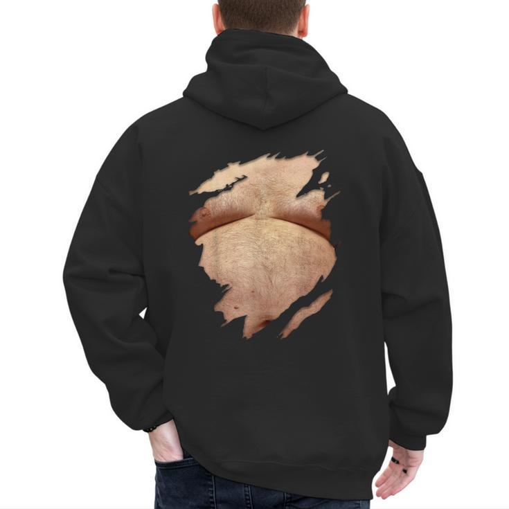 Fat Hairy Guy Big Stomach & Man Boobs Fat Dad BOD Men's Hoodie Back Print