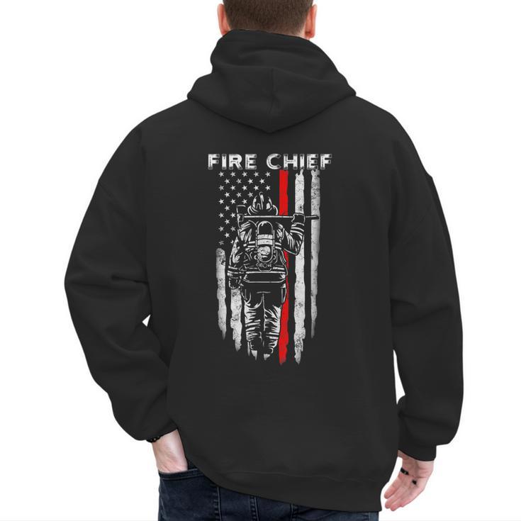 Fire Chief American Flag Gifts For Fire Chief Dad Grandpa Men's Hoodie Back Print