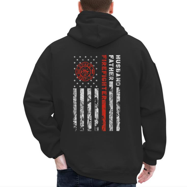 Firefighter Husband Father Fireman For Dad Men's Hoodie Back Print