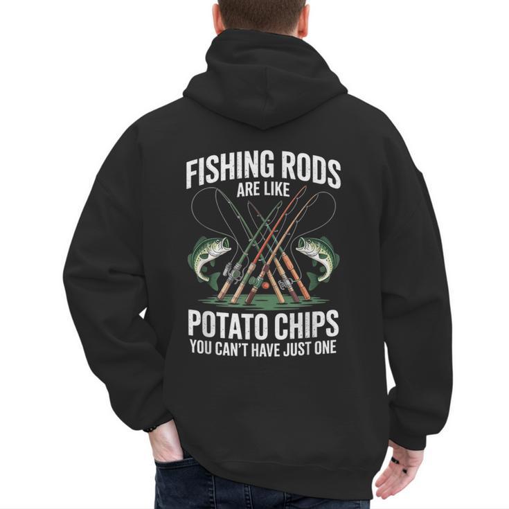 Fishing Rods Are Like Potato Chips Dad Fisherman Men's Hoodie Back Print