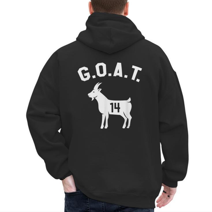 GOAT Number 14 Greatest Of All Time Dad Joke Men's Hoodie Back Print