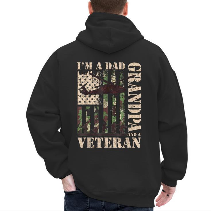 Grandpa Veteran Fathers Day Dad Veteran Camo American Flag Men's Hoodie Back Print