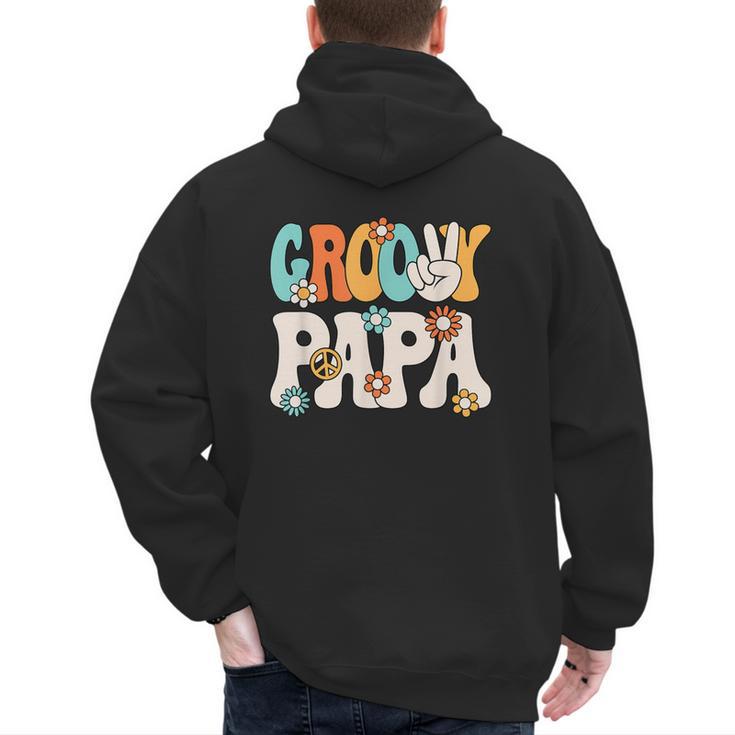 Groovy Papa Dad Retro Hippie 60s 70s Party Outfit Men Men's Hoodie Back Print