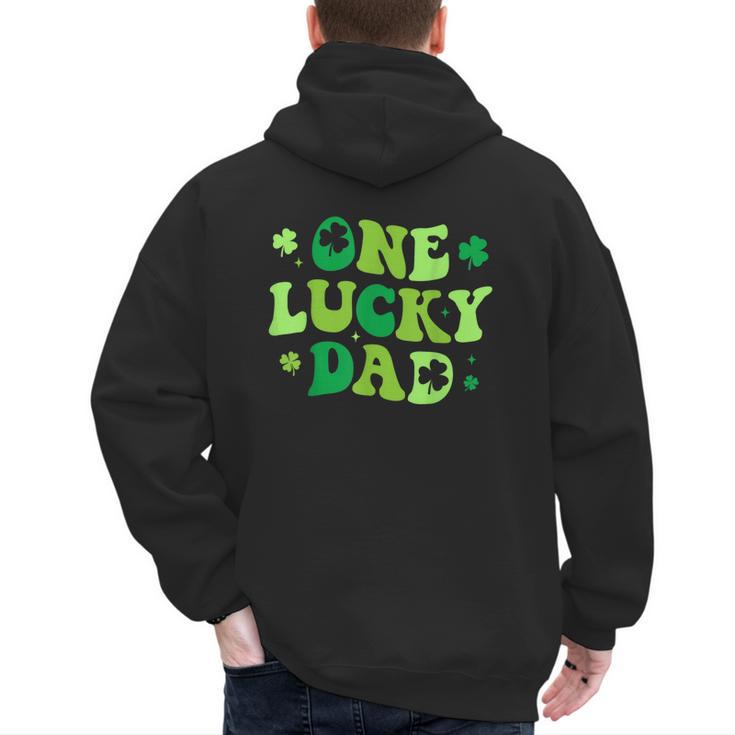 Groovy St Patrick's Day Apparel One Lucky Dad Shirt  Small Modern Groovy St Patrick's Day Shirt Men's Hoodie Back Print