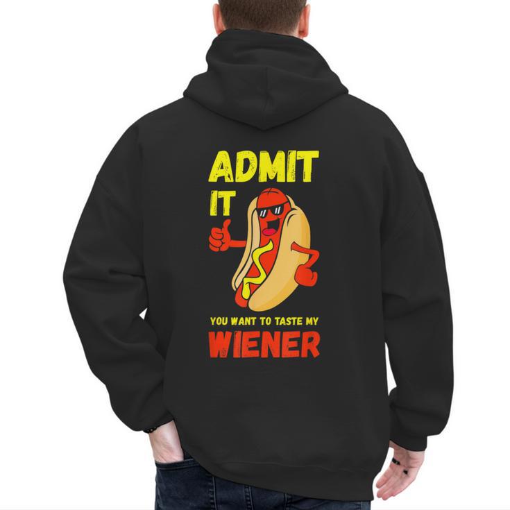 Hilarious Hot Dog Dad Joke Text Pun Dirty Joke -Barbecue Men's Hoodie Back Print