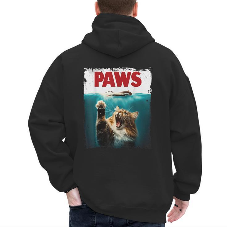 Humorous Paws Parody Cat Mouse For Cat Lover Cat Mom Cat Dad Men's Hoodie Back Print