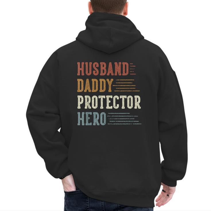Husband Daddy Protector Hero For Dad Father's Day Men's Hoodie Back Print