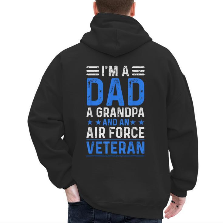 I’m A Dad Grandpa Air Force Veteran Distressed Men's Hoodie Back Print