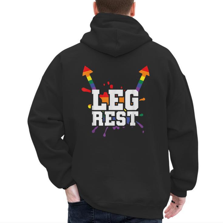 Leg Rest Naughty Dad Joke Vagitarian Lesbian Men's Hoodie Back Print