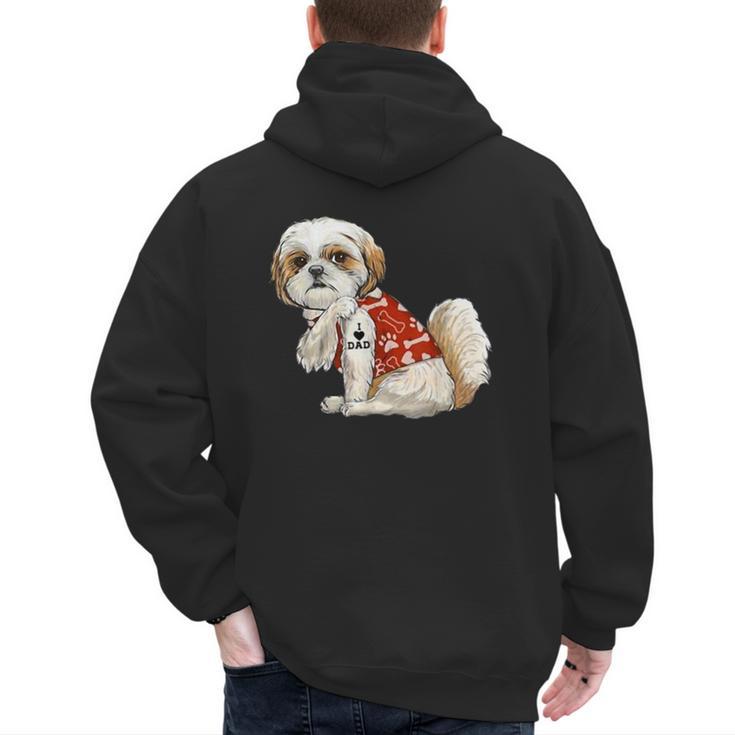 I Love Dad Tattoo Shih Tzu Dad Father's Day Men's Hoodie Back Print