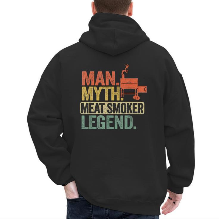 Man Myth Meat Smoker Legend Dad Grillfather BBQ Meat Smoking Men's Hoodie Back Print