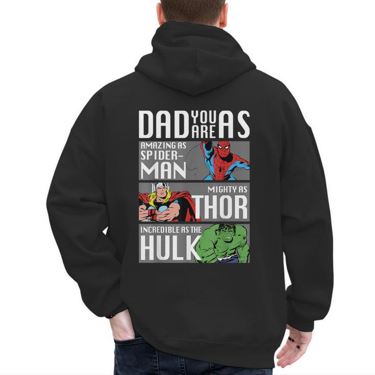 Marvel Father's Day Spider-Man Thor Hulk Dad Attributes Men's Hoodie Back Print