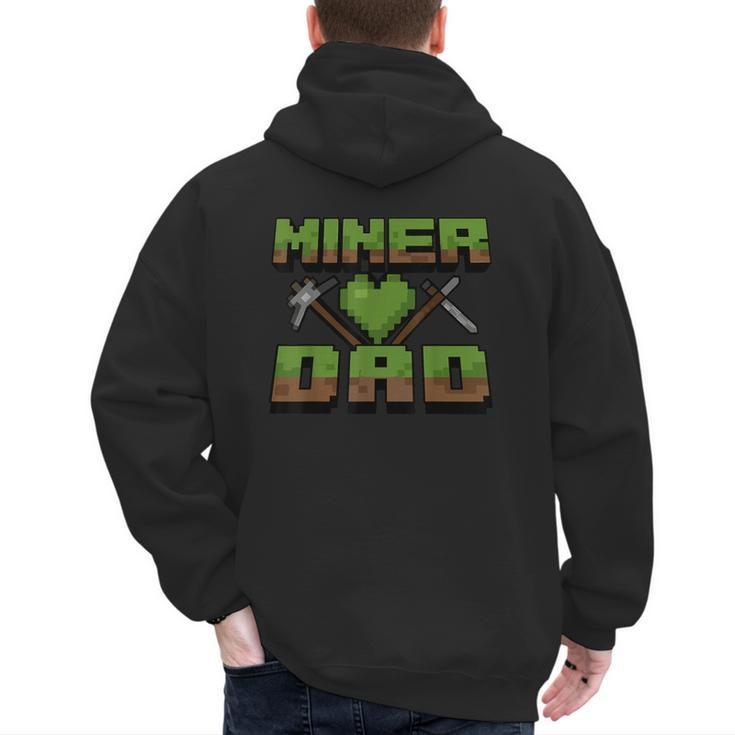 Miner Dad Birthday Boy Party Video Gamer Pixel Men's Hoodie Back Print