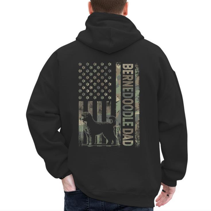 Mini Bernedoodle Dad Camo USA Flag DESIGN ON BACK Men's Hoodie Back Print