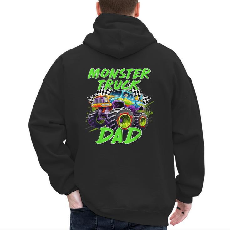 Monster Truck Dad Family Matching Birthday Party Fathers Day Men's Hoodie Back Print
