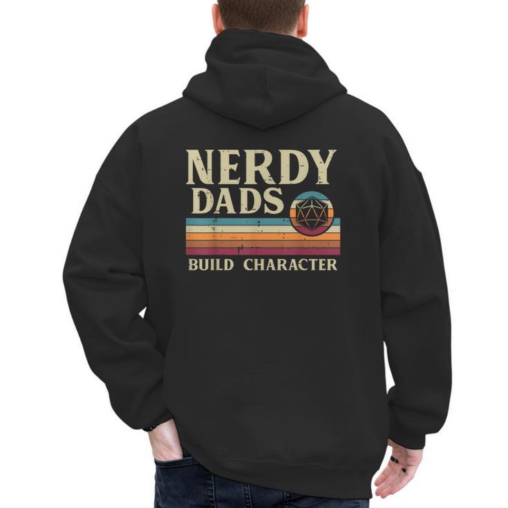 Nerdy Dads Build Character Retro Fathers Day Daddy Papa Men Men's Hoodie Back Print