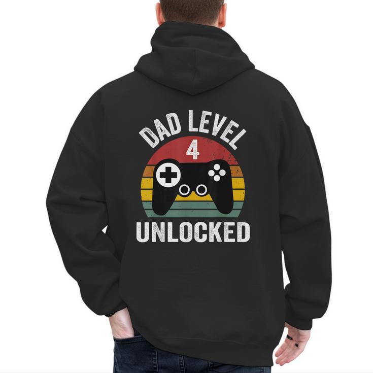New Dad Shirt Dad Level 4 Unlocked For 4 Kids Gaming Men's Hoodie Back Print