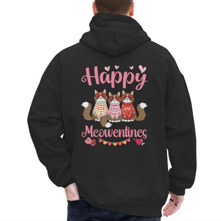 Norwegian Forest Cat Happy Meowentines Valentine Dad Mom Men's Hoodie Back Print