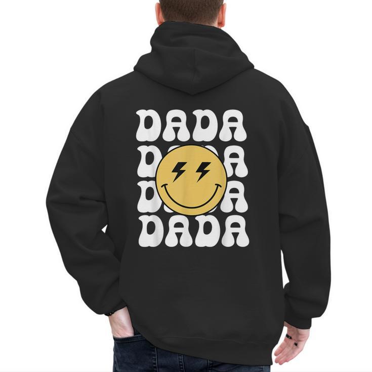 One Happy Family Birthday Matching Apparel Dada One Happy Dude Birthday Theme Family Matching  Adult Child Short Sleeve Crew Neck Classic Fit Polyester 50 Cotton 50 Men's Hoodie Back Print