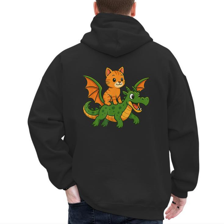 Orange Cat Dragon Riding Animal Lover Mom Dad Kids Men's Hoodie Back Print