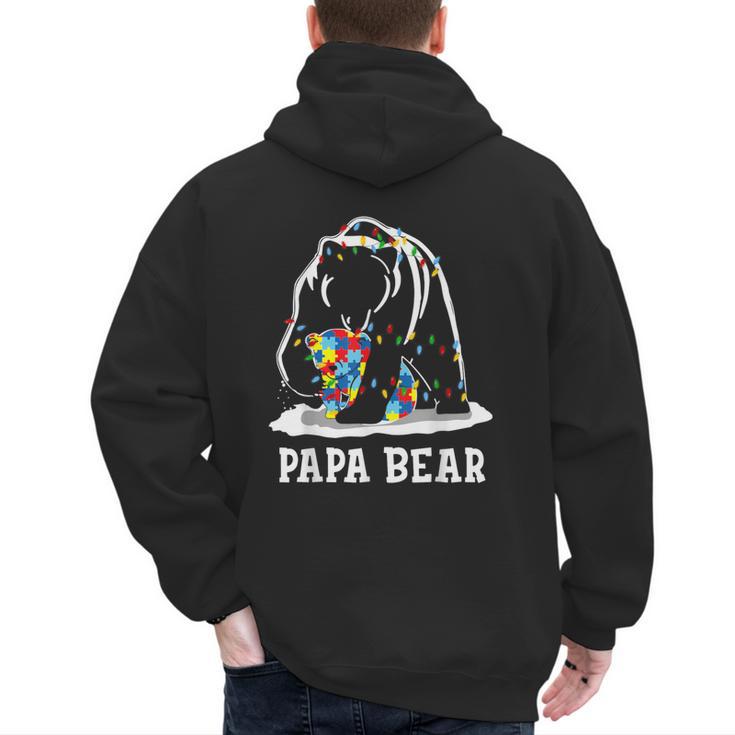 Papa Bear Autism Awareness Autism Matching Family Dad Men's Hoodie Back Print