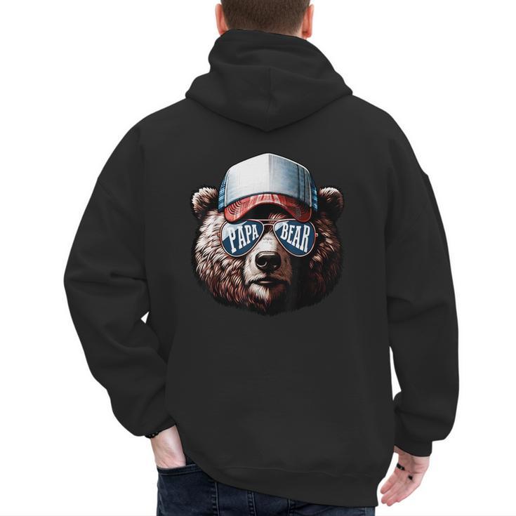 Papa Bear Face Cool Dad Style Retro Fathers Day Daddy Bear Men's Hoodie Back Print