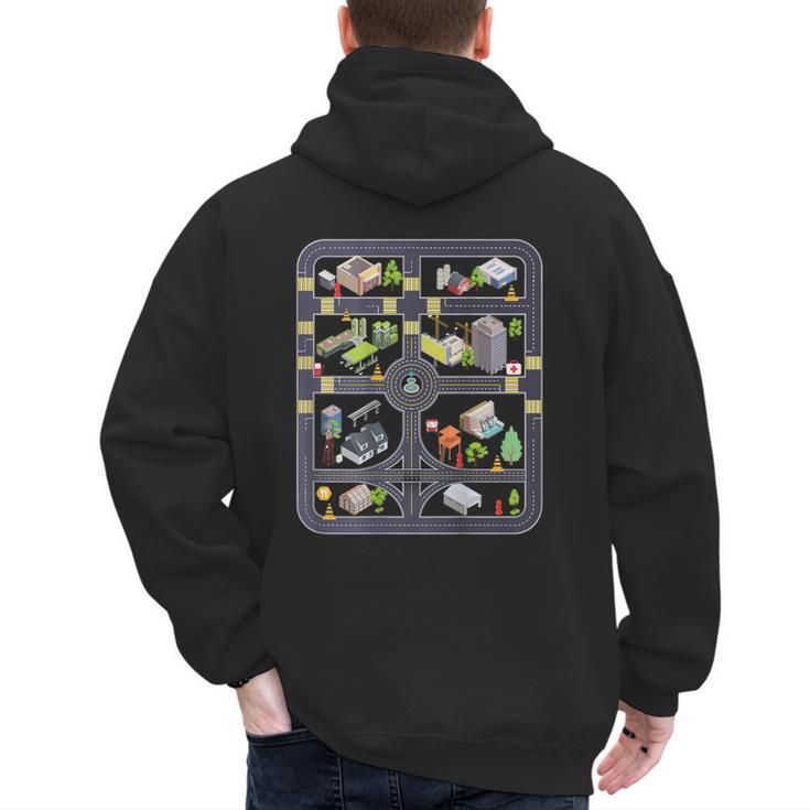 Play Cars On Dad's Back Mom's Back City Map BACK PRINT ONLY Men's Hoodie Back Print
