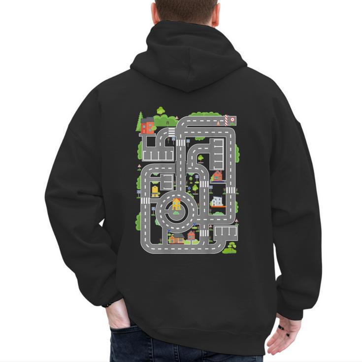 Play Cars On Dad's Back Shirt Kids And Fathers Play Men's Hoodie Back Print