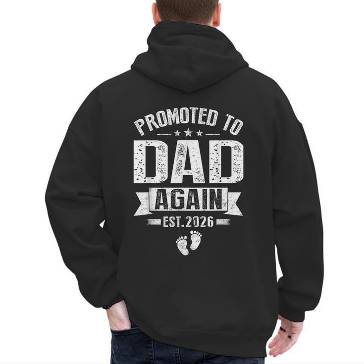Promoted To Dad Again Est 2026 Pregnancy Announcement Men's Hoodie Back Print