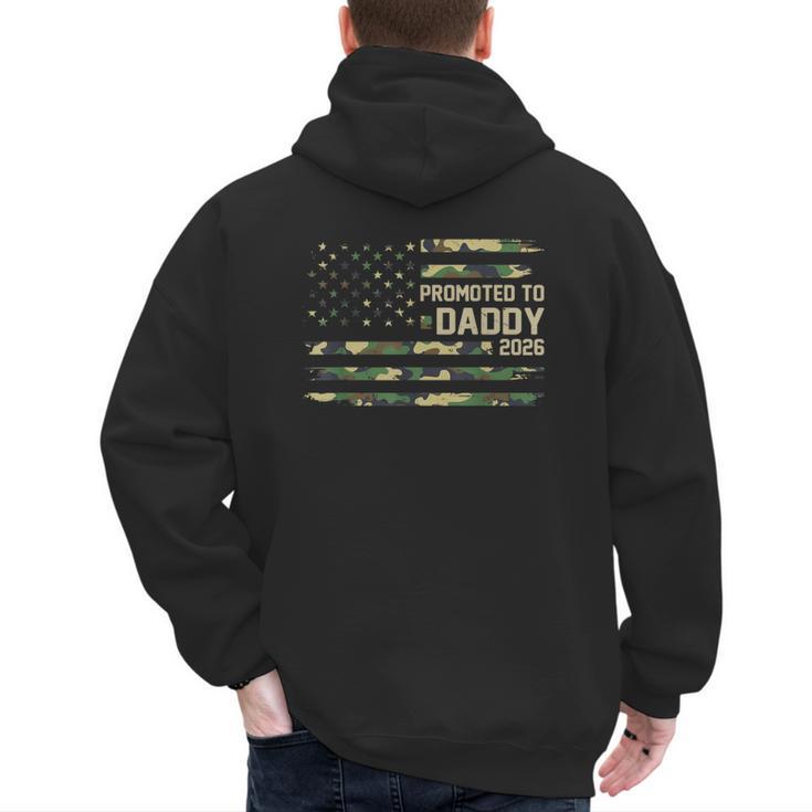 Promoted To Daddy Est 2026 Camo USA Flag New Dad 2026 Men's Hoodie Back Print
