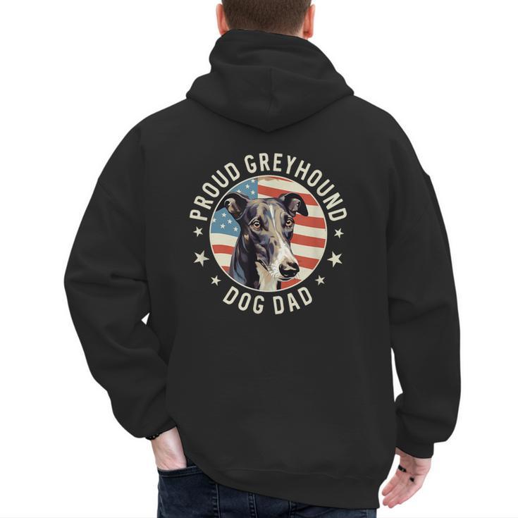 Proud Greyhound Dad American Flag Patriotic Greyhound Dad Men's Hoodie Back Print
