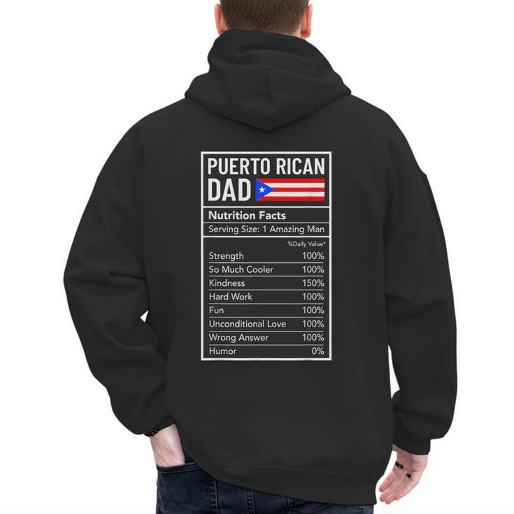 Puerto Rican Dad Nutrition Facts Pride Father's Day Men's Hoodie Back Print