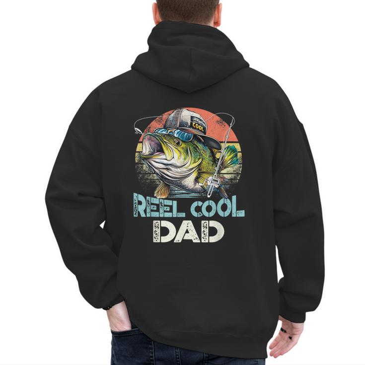 Reel Cool Dad Fishing Vintage Retro Father's Day Men's Hoodie Back Print