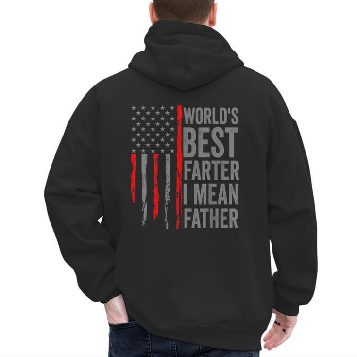 Retro Dad World's Best Farter I Mean Father Vintage Flag Usa Men's Hoodie Back Print