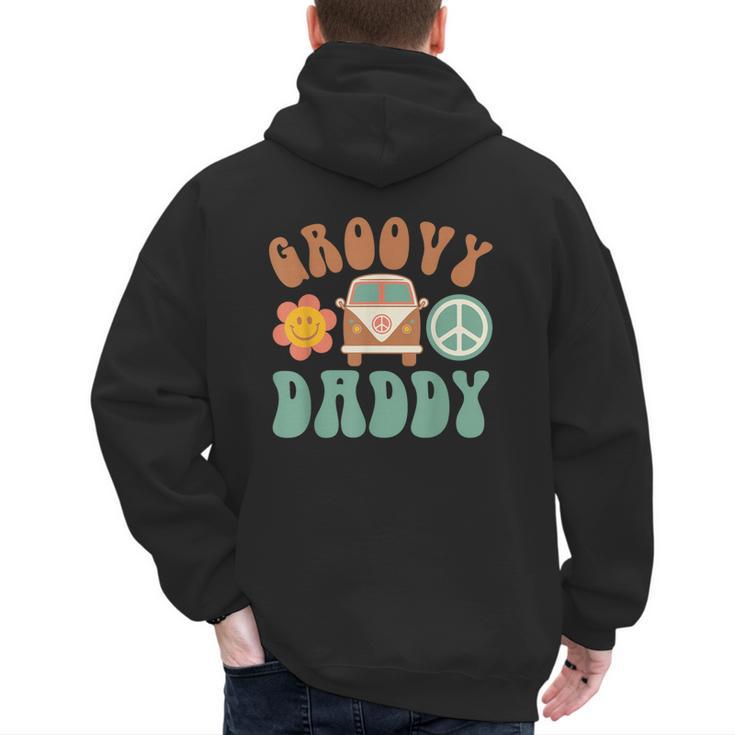 Retro Groovy Daddy Matching Family Birthday Party Men's Hoodie Back Print