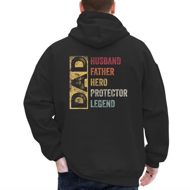 Retro Husband Father Hero Protector Legend Father Day Dad Men's Hoodie Back Print