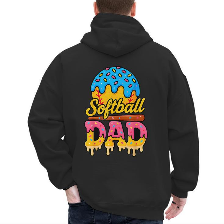 Retro Ice Cream Drip Softball Dad Game Day Dad Father's Day Men's Hoodie Back Print