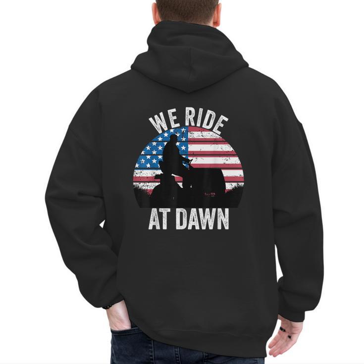 We Ride At Dawn Lawnmower Lawn Mowing Dad Vintage Men Men's Hoodie Back Print