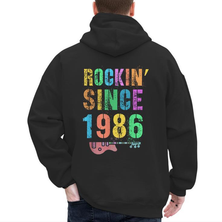 Rockin' Since 1986 Vintage Rockstar 40th Birthday Mom Dad 40 Men's Hoodie Back Print