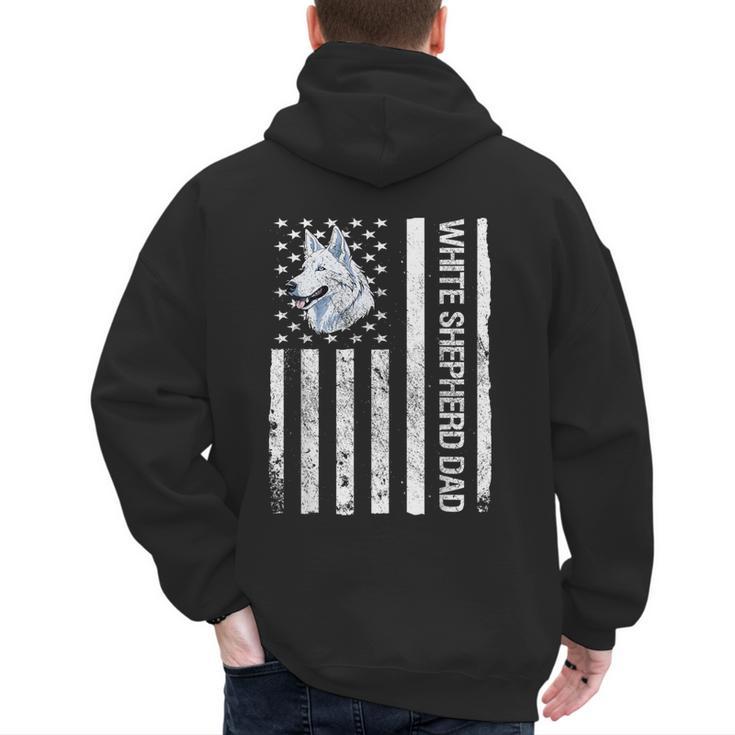 Shepherd Dad USA Flag White German Shepherd Men's Hoodie Back Print