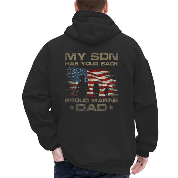My Son Has Your Back Marine Dad Camouflage Men's Hoodie Back Print