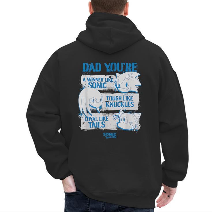 Sonic The Hedgehog Father's Day Dad Qualities Distressed Men's Hoodie Back Print