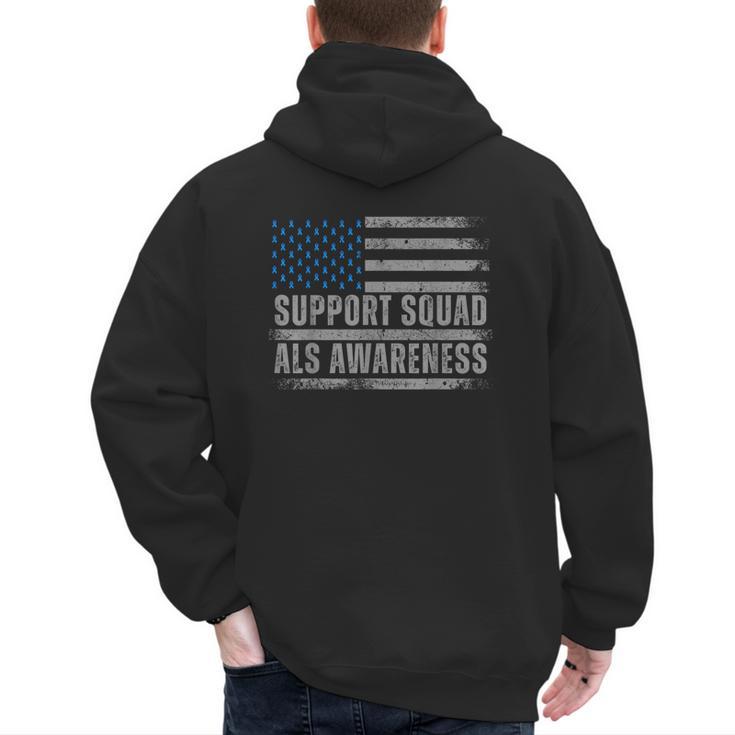 Support ALS Awareness Month USA American Flag Men Dad Men's Hoodie Back Print