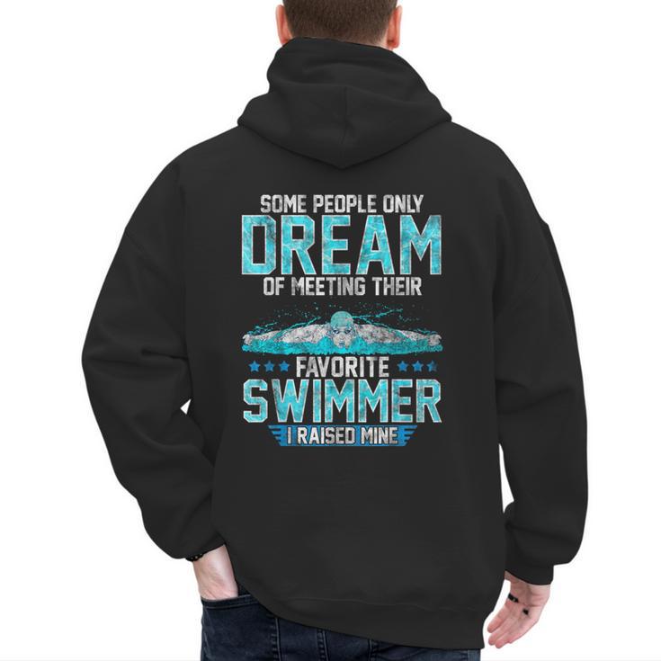 Swimming Parent Swimmer Mom Dad My Favorite Swim Meet Men's Hoodie Back Print