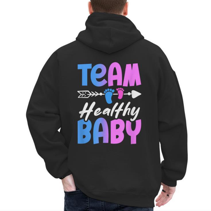 Team Healthy Baby Gender Reveal Pregnancy Mom Dad Men's Hoodie Back Print