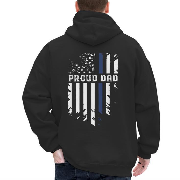 Thin Blue Line Proud Dad Police Family T-Shirt Men's Hoodie Back Print