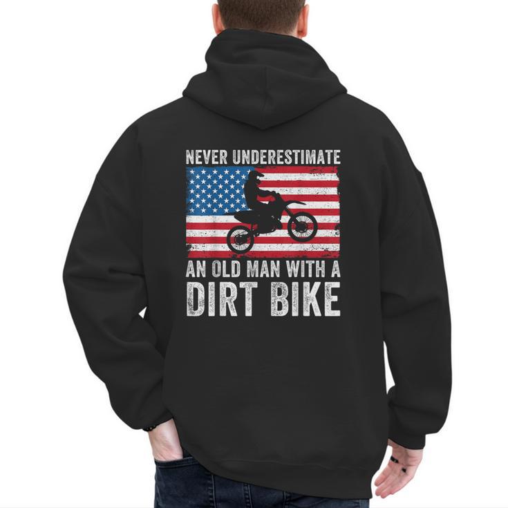 Never Underestimate An Old Man With A Dirt Bike Grandpa Dad Men's Hoodie Back Print