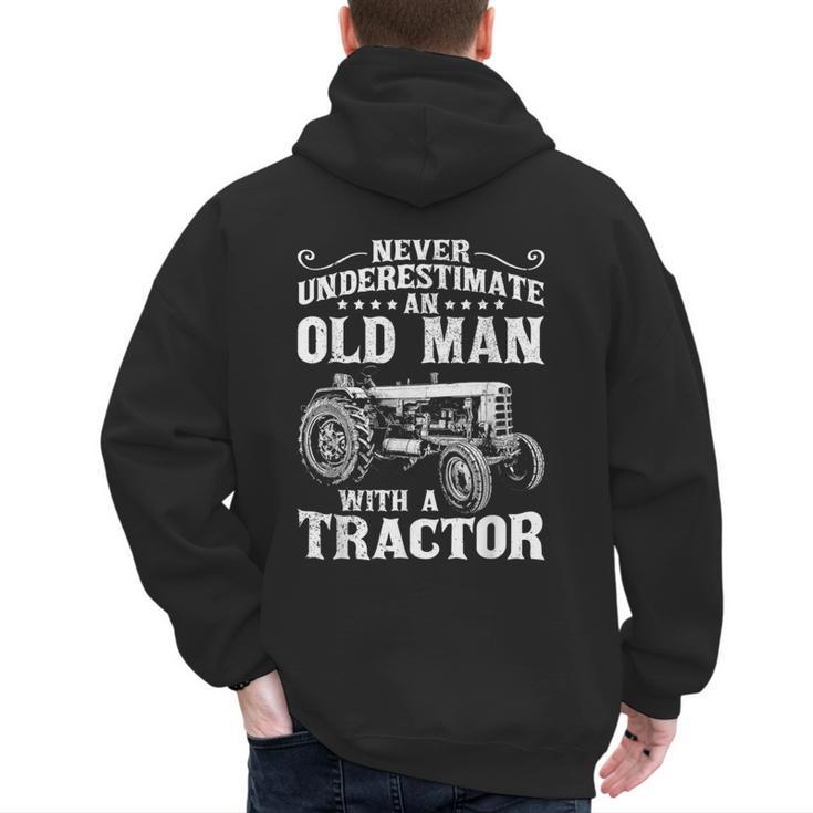 Never Underestimate An Old Man Tractor Farmer Dad Men's Hoodie Back Print