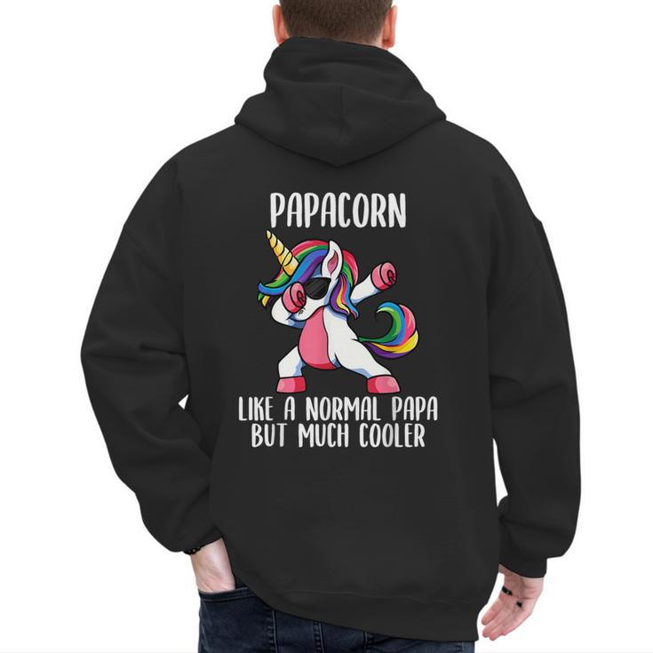 Unicorn Dad Girl Birthday Party Clothing Papacorn Men's Hoodie Back Print