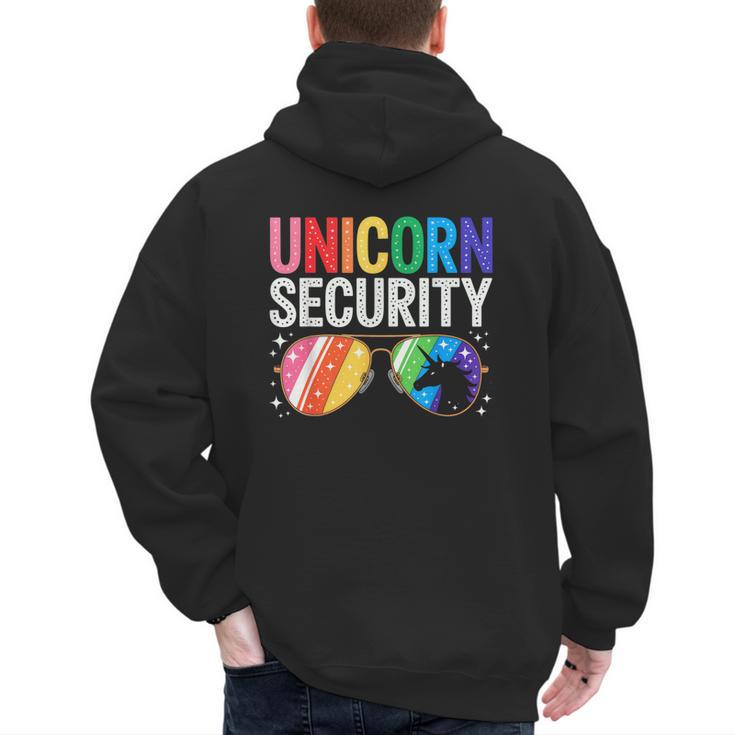 Unicorn Security Birthday Family Halloween Costume Mom Dad Men's Hoodie Back Print